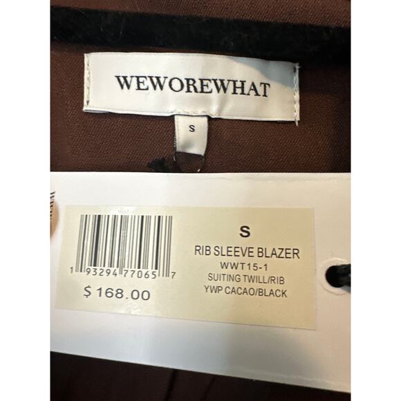 WeWoreWhat NWT Rib Sleeve Brown & Black Belted Blazer Size Small - Picture 5 of 12